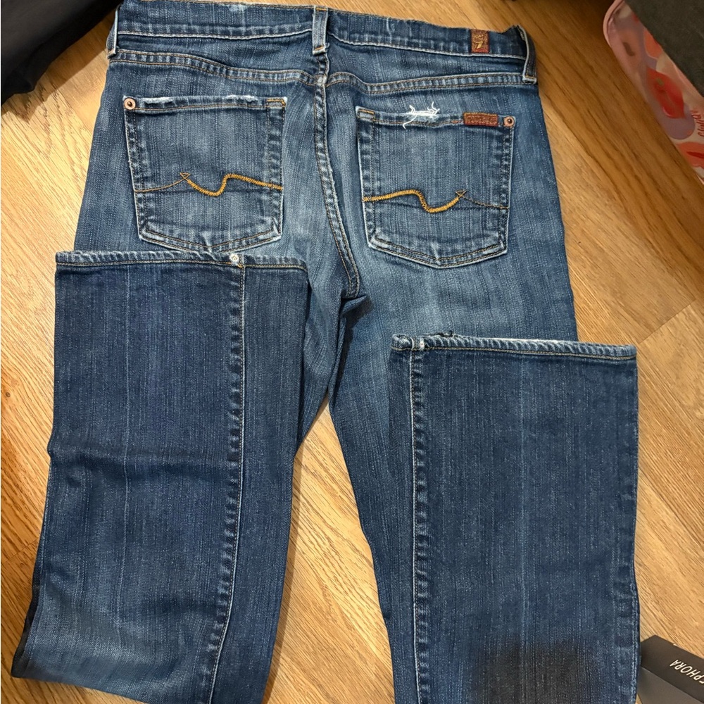 7 For All Mankind Lowrise Dark and Light Blue Jeans